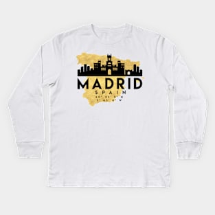 Madrid Spain Skyline Map Art Kids Long Sleeve T-Shirt